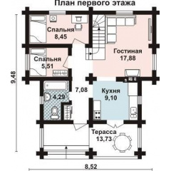 Дом из оцилиндрованного бревна 10х9 м Одесса