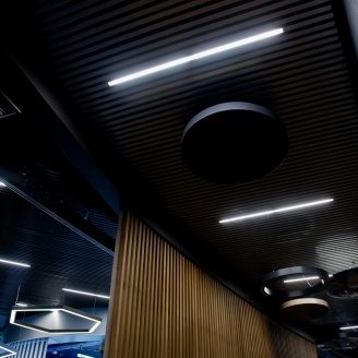 Реечный подвесной потолок кубообразного дизайна Rail Star алюминиевый черный матовый