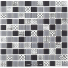 Стеклянная мозаика Котто Керамика GM 4053 C3 GRAY M GRAY W STRUCTURE 300х300х4 мм