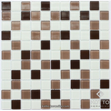 Стеклянная мозаика Котто Керамика GM 4035 C3 CAFFE M CAFFE W WHITE 300х300х4 мм