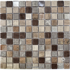 Декоративна мозаїка Котто Кераміка CM 3045 C3 EBONI BROWN BEIGE SILVER 300x300x8 мм