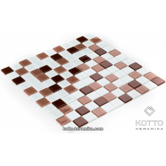 Скляна мозаїка Котто Кераміка GM 4037 C3 BROWN M BROWN W WHITE 300х300х4 мм Київ