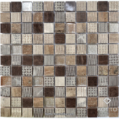 Декоративна мозаїка Котто Кераміка CM 3045 C3 EBONI BROWN BEIGE SILVER 300x300x8 мм Дніпро