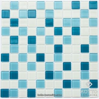 Стеклянная мозаика Котто Керамика GM 4039 C3 CERULEAN M CERULEAN W WHITE 300х300х4 мм