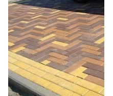 Тротуарная плитка Золотой Мандарин Кирпич узкий 210х70х60 мм на белом цементе желтый