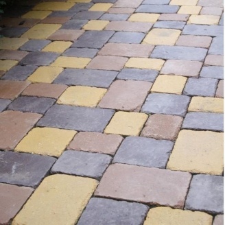 Тротуарная плитка Золотой Мандарин Плац Антик 160х60 мм на сером цементе персиковый