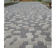 Тротуарна плитка Золотий Мандарин Старе місто 120х60 мм на сірому цементі чорний