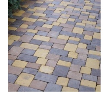Тротуарная плитка Золотой Мандарин Плац Антик 160х60 мм на сером цементе коричневый