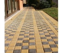 Тротуарная плитка Золотой Мандарин Квадрат малый 100х100х60 мм на белом цементе желтый