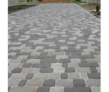Тротуарна плитка Золотий Мандарин Старе місто 120х80 мм на сірому цементі чорний