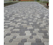 Тротуарна плитка Золотий Мандарин Старе місто 120х40 мм на сірому цементі чорний