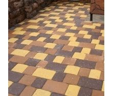 Тротуарная плитка Золотой Мандарин Старая площадь 160х40 мм желтый на белом цементе