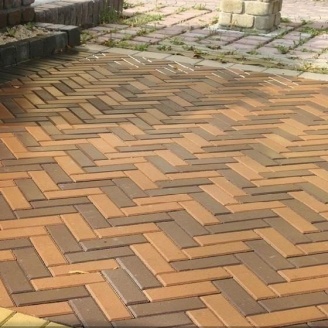 Тротуарная плитка Золотой Мандарин Кирпич узкий 210х70х60 мм на сером цементе персиковый