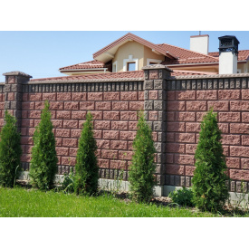 Блок декоративний рваний камінь кутовий 390х190х90х190 мм червоний