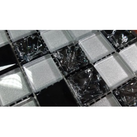 Стеклянная мозаика Керамик Полесье Gretta Black Silver Mix 300х300х6 мм