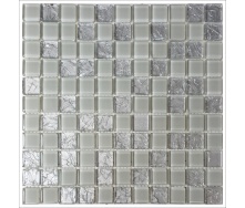 Стеклянная мозаика Керамик Полесье Gretta Light Grey колотое стекло 300х300 мм