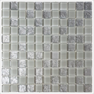 Стеклянная мозаика Керамик Полесье Gretta Light Grey колотое стекло 300х300 мм