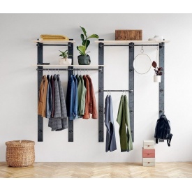 Навесная вешалка-стеллаж для одежды в стиле LOFT (Hanger - 02)
