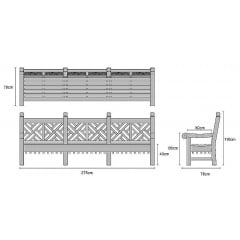 Лавочка со спинкой 2750 х 500 мм Черноморск
