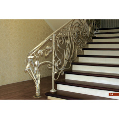 Кованое ограждение лестницы интерьерное цвета слоновой кости А4014 Киев