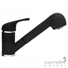 Гранитный смеситель для кухни с выдвижной лейкой AquaSanita 2581-202 алюметаллик