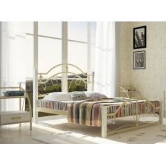 Двоспальне ліжко Метал-Дизайн Діана 1900х1400 мм біла на дерев'яних ніжках Київ