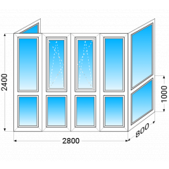 Французкий балкон п-образный Köning А 70 с однокамерным стеклопакетом2400x2800x800 мм Луцк