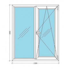 Металопластикове вікно Viknar'OFF Fenster 400 (поворот-відкид) з 1-камерним склопакетом 1,3x1,55 м Луцьк