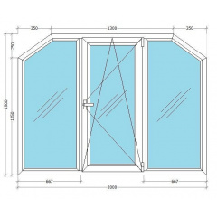 Металопластикове вікно Viknar'OFF Classic Line 400 зі зрізаними кутами 1-кам. склопакет 1,5x2 м Чернігів