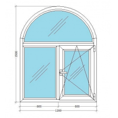 Металопластикове вікно Viknar'OFF Classic Line 400 арочне з 1-кам. склопакетом 1,2x1,5 м Дніпро