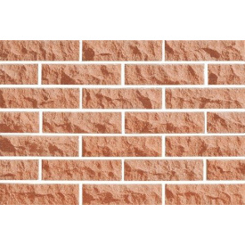 Цегла облицювальна ECOBRICK скеля, рваний камінь 250х100х65 мм брусничний