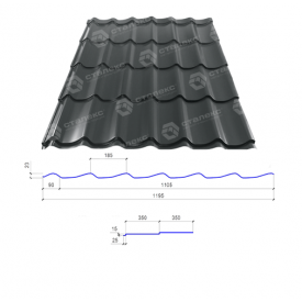 Металочерепиця Сталекс GRAND 0,50х1195 PEMA RAL 8017 Італія