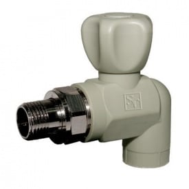 Кран радіаторний PP-R Santan кутовий кульовий з нак.гайкою 20х1/2"