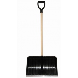 Лопата для прибирання снігу Snow pusher з дерев'яним держаком 50x141 см чорна