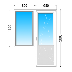 Балконный Блок aluplast IDEAL4000 с двухкамерным энергосберегающим стеклопакетом 800x1300 мм
