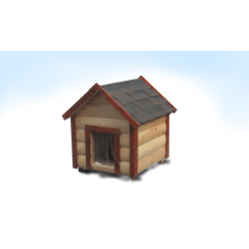 Будка для средней собаки M утепленная двускатная блокхауз сосна 60x75x95 см