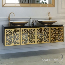 Тумба підвісна для ванної кімнати 1600 без раковин Marsan Vincent білий з чорною накладкою