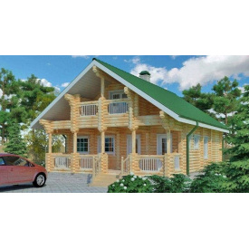 Строительство деревяного дома из оцилиндрованного бревна 11х10 м