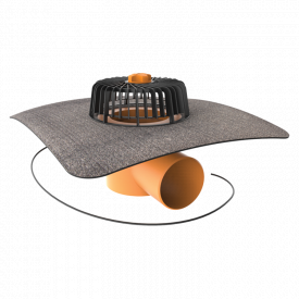 Кровельная воронка горизонтальная с подогревом и приваренным битумным фартуком