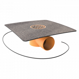 Воронка водостічна для балконів горизонтальна з підігрівом і привареним бітумним фартухом