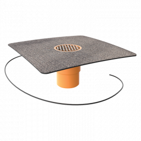 Воронка водостічна для балконів вертикальна з підігрівом і привареним бітумним фартухом