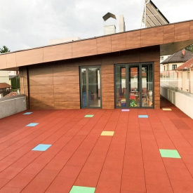 Резиновая плитка террасная RUBECO с каналами для водоотвода