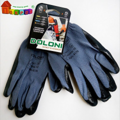 Перчатки TM DOLONI трикотажные с латексным покрытием серые 4178 Винница