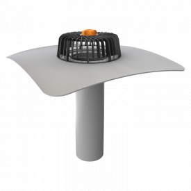 Кровельная воронка TOPWET TWJ 75 PVC с приваренным фартуком из ПВХ-мембраны, с листоуловлювачем