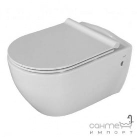Безободковый підвісний унітаз з сидінням softclose slim дюропластів CeraStyle City АР 0002764 білий