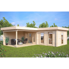 Альтанка дерев'яна з профільованого бруса з закритою кімнатою 7х3 Новомосковськ