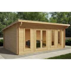 Альтанка дерев'яна з профільованого бруса з закритою кімнатою 5,9х4,1 Шостка