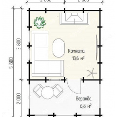 Беседка деревянная из профилированного бруса 5,8x4 Ковель