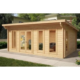 Беседка деревянная из профилированного бруса с закрытой комнатой 5,9х4,1