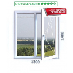 Окно 1300x1400 мм, монтажная ширина 60 мм, профиль WDS Ekipazh Ultra 60 фурнитура AXOR (Украина) Хмельницкий